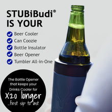 Load image into Gallery viewer, STUBiBudi 12oz Beer Cooler for Bottles and Cans with Bottle Opener (Navy)
