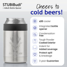 Load image into Gallery viewer, STUBiBudi 12oz Beer Cooler for Bottles and Cans with Bottle Opener (Steel)
