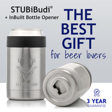 Load image into Gallery viewer, STUBiBudi 12oz Beer Cooler for Bottles and Cans with Bottle Opener (Steel)
