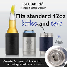 Load image into Gallery viewer, STUBiBudi 12oz Beer Cooler for Bottles and Cans with Bottle Opener (White)
